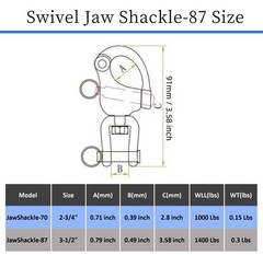Pair of 3-1/2″ Jaw Swivel Snap Shackle 316 Stainless Steel Metal Clasps，Quick…
