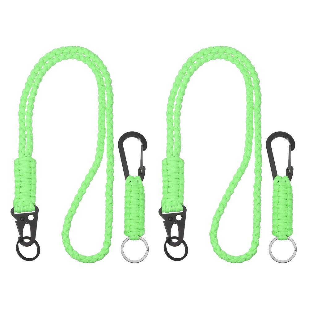 4Pcs Heavy Duty Braided Lanyard for Outdoor Activities, Glowing Green