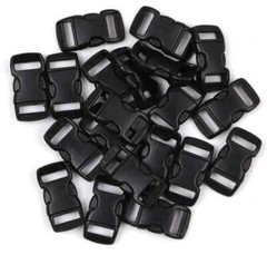 3/4 Inch, 25 Pack Black Plastic Side Release Buckle for Paracord Bracelets