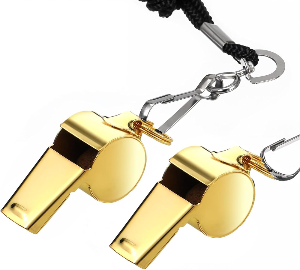 2Pack Coach Whistle with Lanyard Stainless Steel Metal Whistle Colorful Coach Wh
