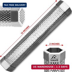 LIZZQ Premium Pellet Smoker Tube 12″ (Set of 2) – 5 Hours of Billowing Smoke, Ho