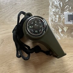 3 in 1 Whistle for Camping Hiking Emergency Survival Gear Army green Set Of 2