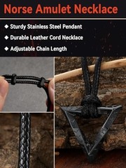 Norse Viking Rune Necklace with Stainless Steel 02. Mobius Triangle-Black