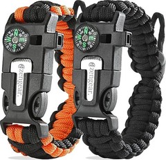 5 in 1 Paracord Survival Bracelets | Whistle, Compass & Fire Starter Included