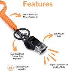 Fancy Lanyard Loud Coach Whistle Black Plastic Sports Whistle with Lanyard Keych