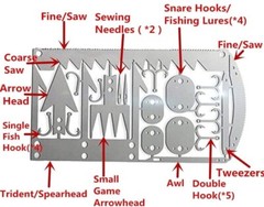 22-1 Fishing Hunting Hiking Bushcraft Survival Card Tool