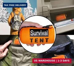 Emergency 2-Person Orange & Gray Survival Tent with Whistle & Paracord, Storm &