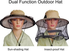 2 Pack Mosquito Head Net Hat Sun Hat Garden Bug Hat with Hidden Net Mesh for Out