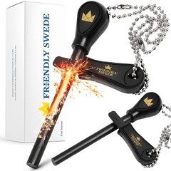 The Friendly Swede Ferro Rod Fire Starter 2 Pack Swedish Flint and Steel
