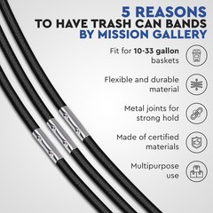 Mission Gallery Trash Can Rubber Bands 1 Count (Pack of 3), Black Set 3