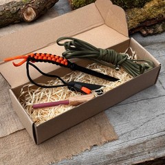 Bushcraft Survival Kit with Ferro Rod Sharpener Paracord Camping Gear Sharky