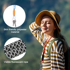 2 Pcs Paracord Lanyard Necklace, Lanyard with Split Ring, Black & White