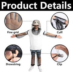 5 Pcs Mosquito Netting Suit-Extra Large Mosquito Head Net Mesh,Arm and Leg Sleev