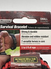 Survival Bracelet SMALL Military Grade Nylon Paracord 5’ Rope Black/Red Hiking