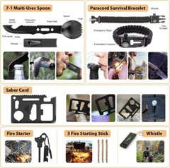 250 Pieces Survival And First Aid Kit, Molle Bag, Emergency Tent, Camping Gear