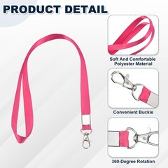 25Pcs 18.1″ Polyester Flat Lanyard with Lobster Clasp for Keys, Rose Red