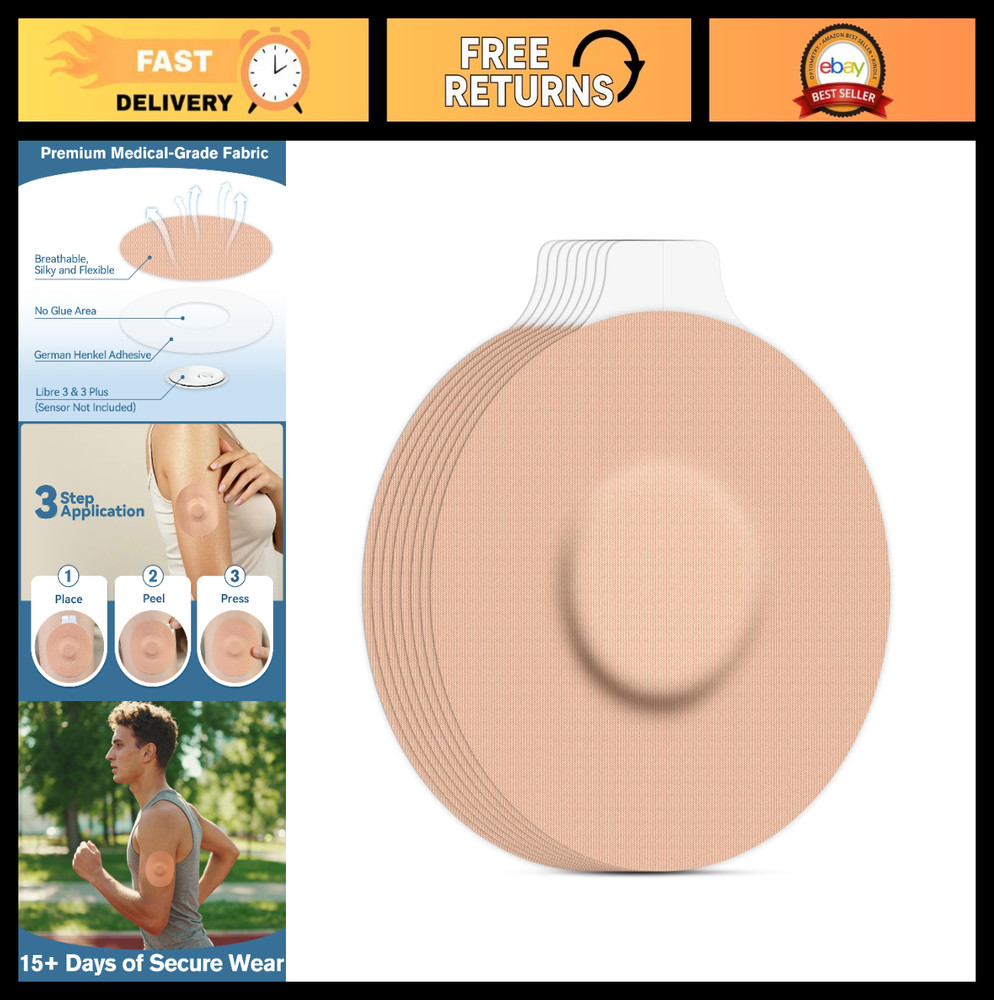 Waterproof Libre 3 Sensor Covers 40 Pack – Breathable Flexible Adhesive Patches,