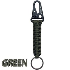Paracord Keychain with Carabiner, Key Fob Braided Lanyard Keychain Black&green