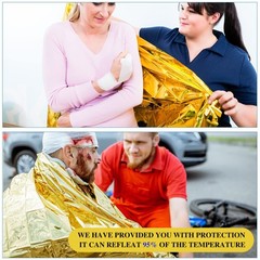 Macarrie 100 Pack Emergency Thermal Blankets Silver Foil Survival Blanket Space