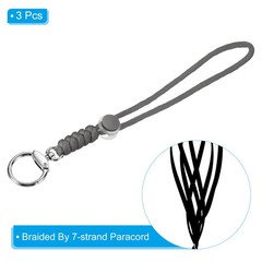 3pcs 9″ Paracord Lanyard with Clasp Wrist Cord Badge Holder Strap, Grey