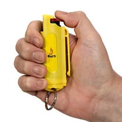 BURN Pepper Spray Self Defense Keychain 0.5oz Molded Security Case Yellow 2 PACK