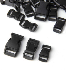 60 pcs -5/8, 1/2, and 3/8 inch Black Plastic Contoured Side Release Buckles For