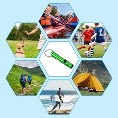 5 x Emergency Whistles Safety Keychain Super Loud Aluminum Survival Green