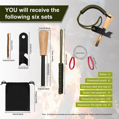 Kzviglo Ultimate Fire Starter Kit – Magnesium Rod, Flint and Steel Striker, Wire
