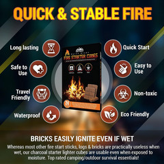 Fire Starter Cubes, Charcoal Firestarter Squares for Lighting Fireplace, Wood St
