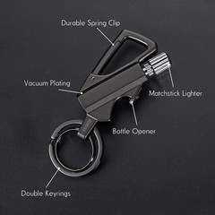Durable Flint Fire Starter Keychain with Integrated Bottle Opener for Camping