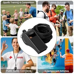 24 Pack 120dB Loud Referee Whistles with Lanyards – Heavy-Duty Black Sports