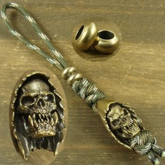 Brass “Skull” knife Lanyard Bead Paracord beads crafted for EDC gear XLH023