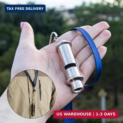 Emergency Whistles 2 Pack, 120dB Pealess Solid Iron Safety Whistles with Nylon L