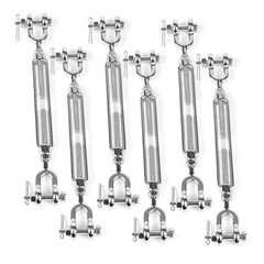 6 PCS M5 Turnbuckle 3/16″ 304 Stainless Steel Jaw and Jaw 3/16″-6 Pack Silver