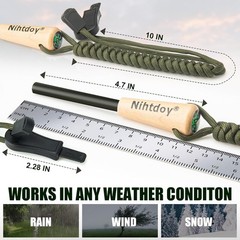 Ferro Rod Fire Starter Kit – Carbon Steel Striker & Compass-Integrated Hardwood