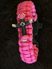 Cross Hot Pink Handmade Paracord Rope Survival Bracelet Gift