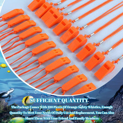 Emergency Whistles 100 Pcs Bulk Loud Safety Survival Lanyard Camping Coach Kids