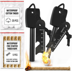 27-Piece Fire Starter Kit Ferro Rod Striker Waterproof Tinder Ropes Camping