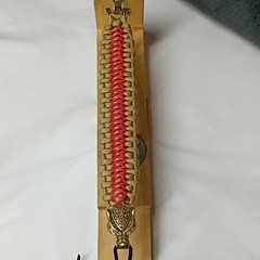 Tan Red Paracord Bracelet with Bear Shackle