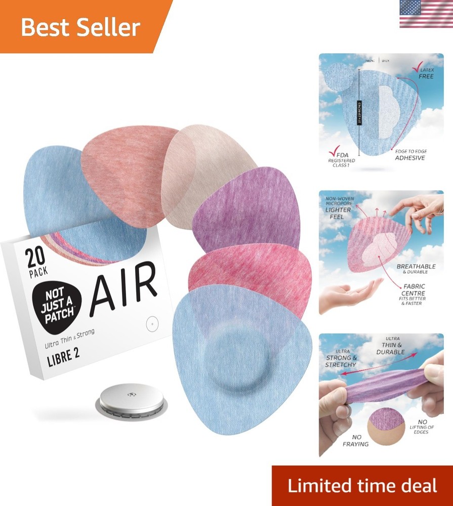 20 Pack Freestyle Libre 2 Multicolor Adhesive Patches – 14-Day Durable Cover