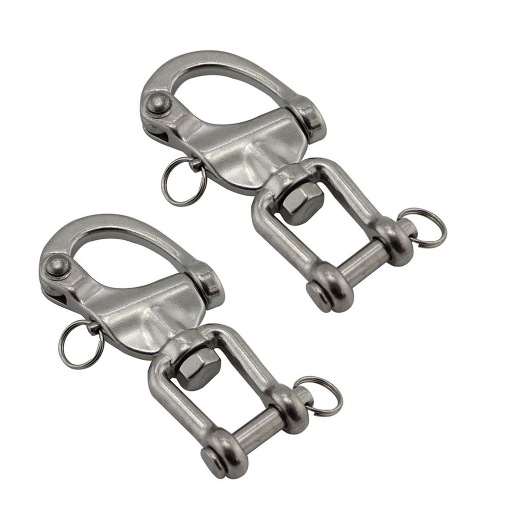 Pair 2-3/4in(70mm) Jaw Swivel Snap Shackle 316 Stainless Steel for Sailboat S…