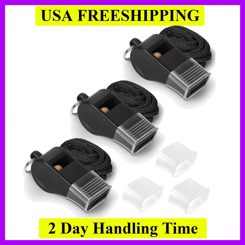 Whistle with Lanyard and Mouth Grip, Super Loud Sports Whistles, Perfect for …