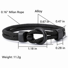 3 Pack Men’s Rope Bracelet Double Layer Paracord Outdoor Survival Camping 8 Inch