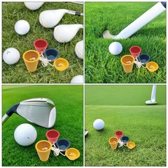 6 Set Driving Range Tee Holder Practice Mat Tees Golf Ball Stand