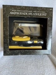 Sport AM/FM Radio Clock Torch Flashlight (Lamp) Black Yellow Adjust Lamp Vintage