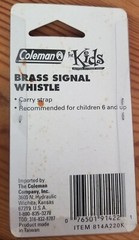 Safety Brass Whistle Coleman Kids Signal Vintage, Unopened Camping/Hiking