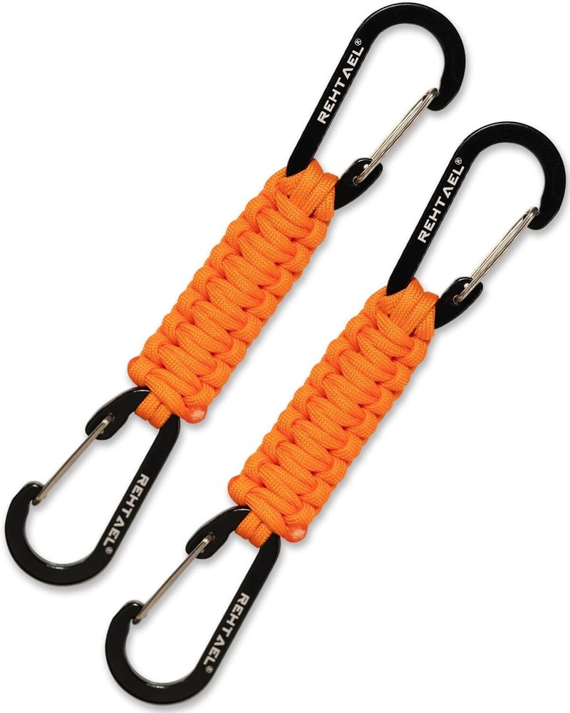 Paracord Braided Carabiner Keychain Lanyard Strap, Hanger Stroller Hook w/2