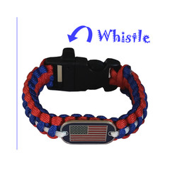 2 Survival Frog Parachute Cord Bracelets with USA Flag Charm