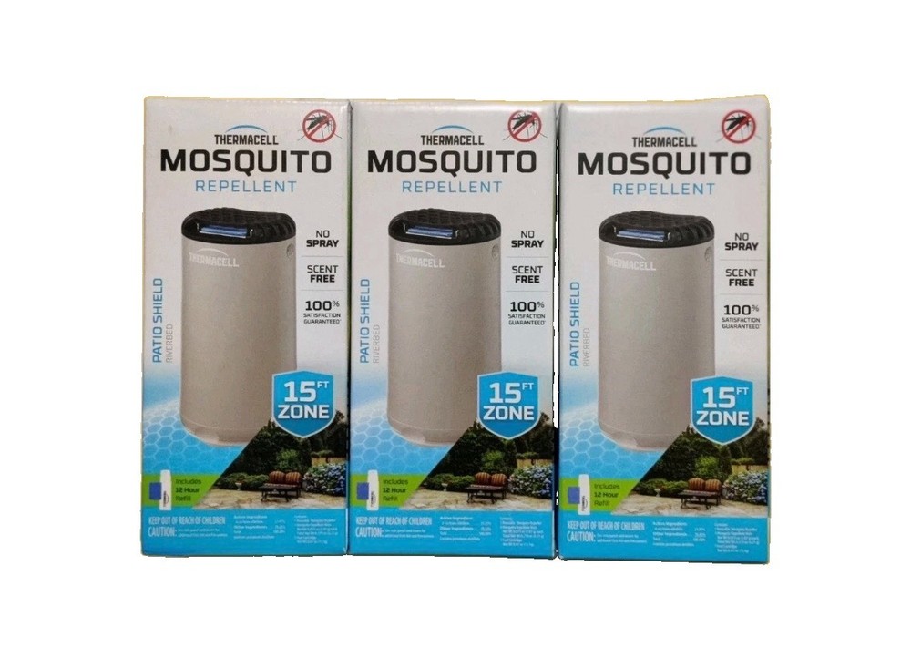 3x Lot Thermacell Mosquito Repellent Patio Shield, Riverbed Scent Free 15ft Zone