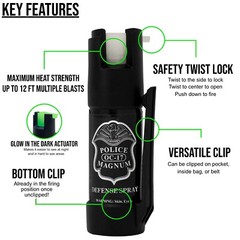 POLICE MAGNUM Bulk Pepper Spray 10 Pack- .50oz GID Bottom Clip Self Defense OC